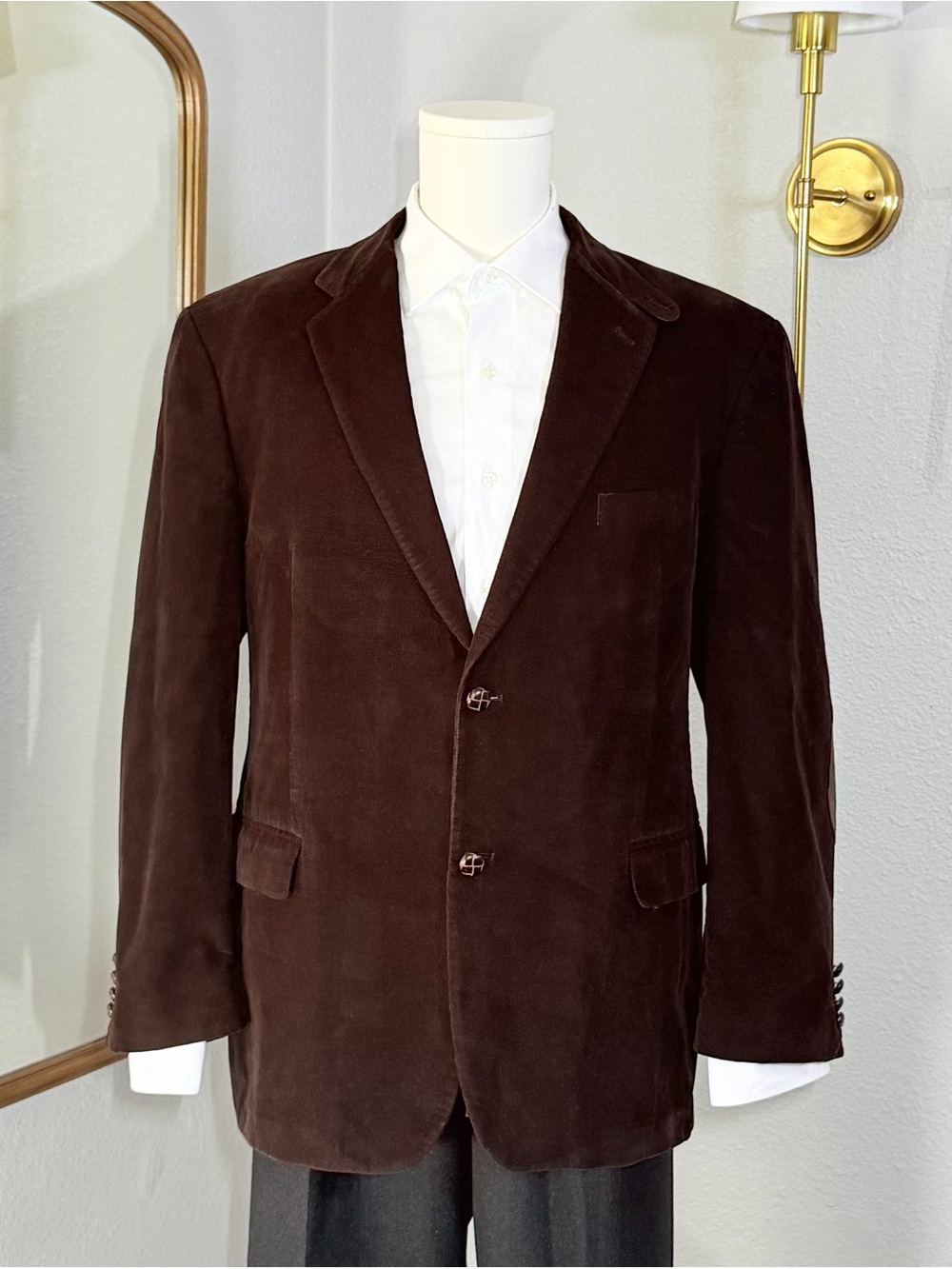 Lauren Ralph Lauren Brown Corduroy Blazer Elbow Patches 44R Professor Core